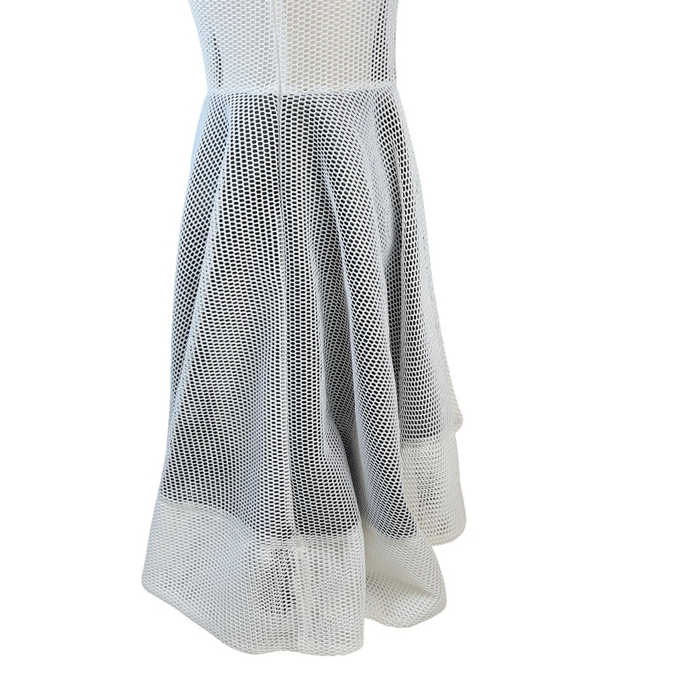 #A331 FT INC White 3D Mesh Fit & Flare Midi Hi-Lo Dress Sleeveless (Free Size) - Picture 6 of 8